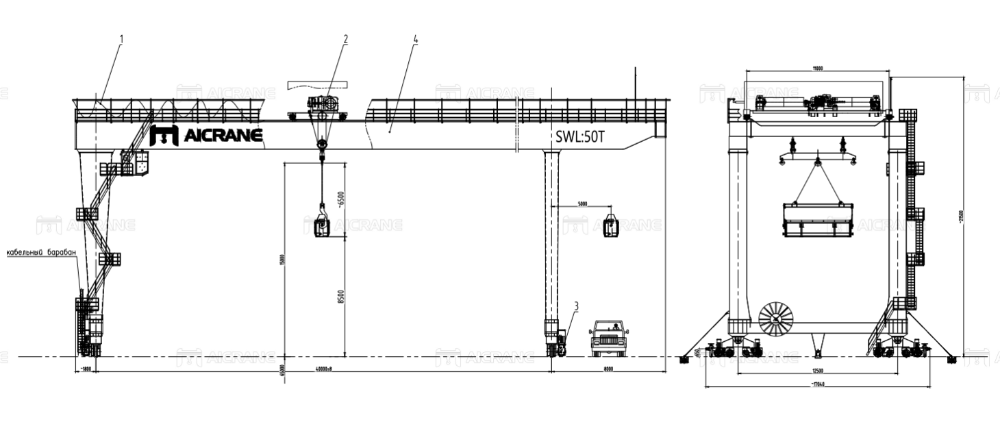 AICRANE 50Ton Gantry Crane GA Drawing