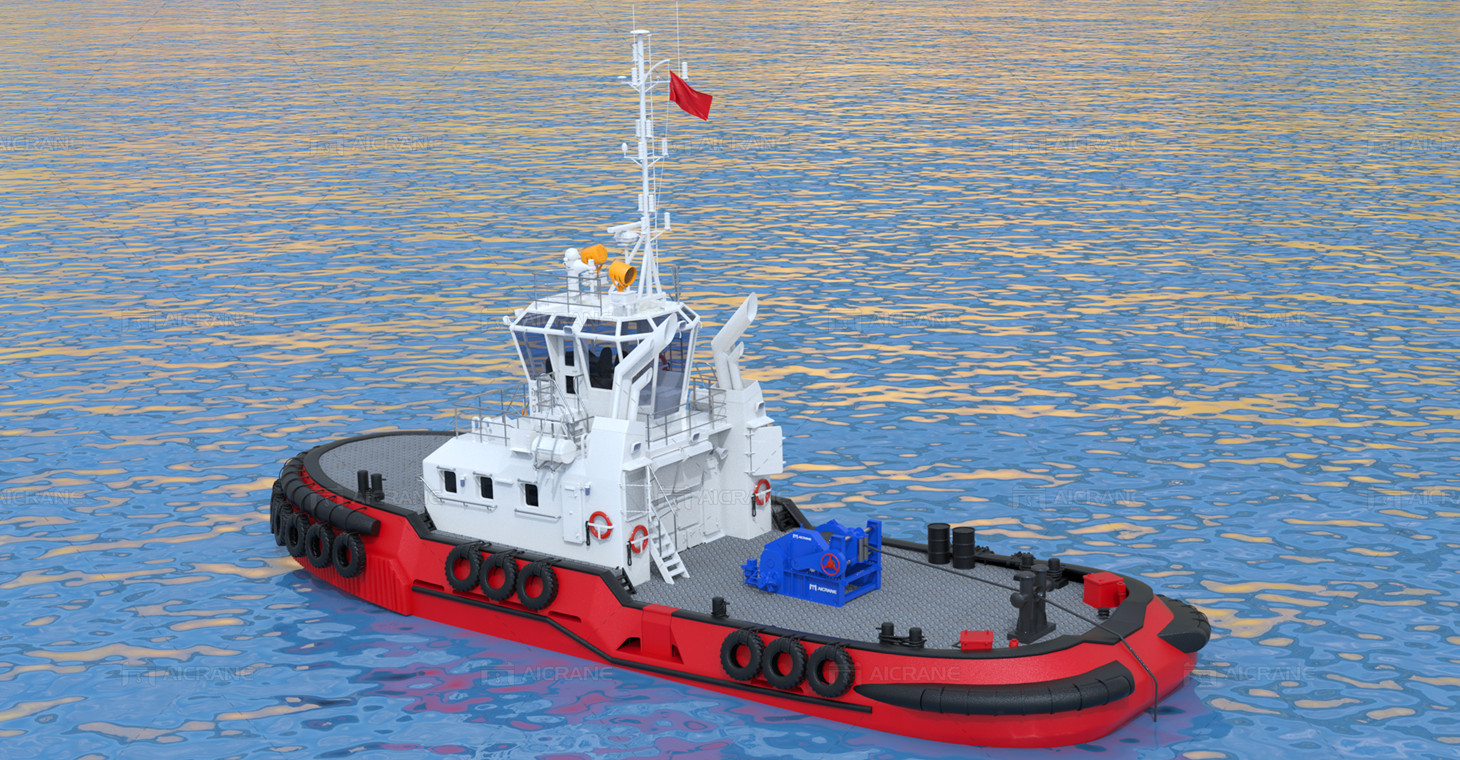 towing winch in the ocean